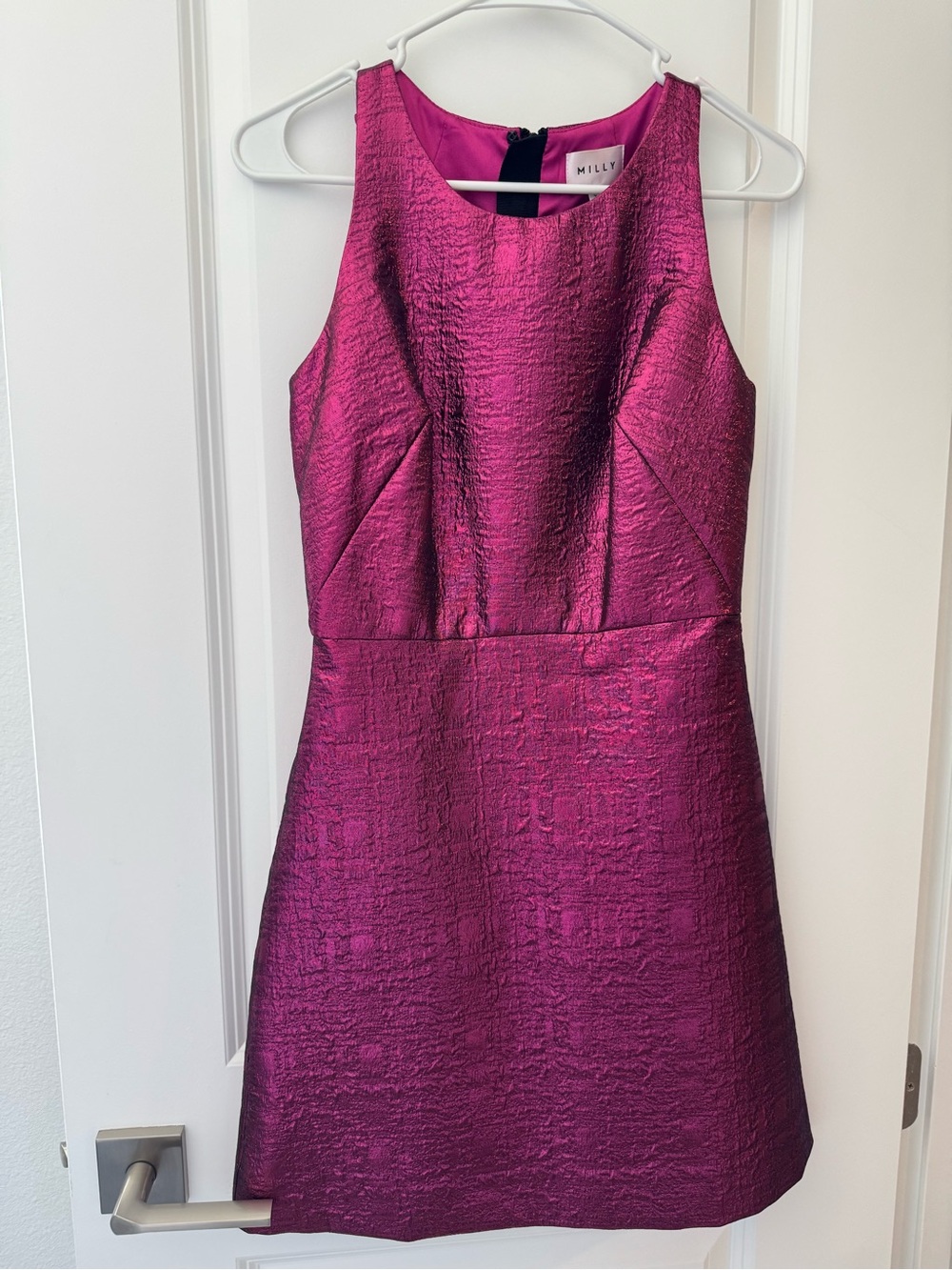 Milly Textured Magenta Sleeveless Mini Dress